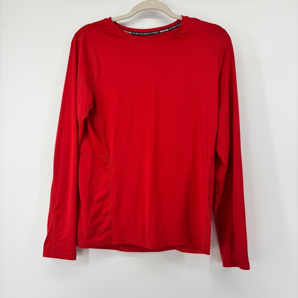 9Round Kickbox Fitness Mens Red Long Sleeve Performance Training Shirt Size AM